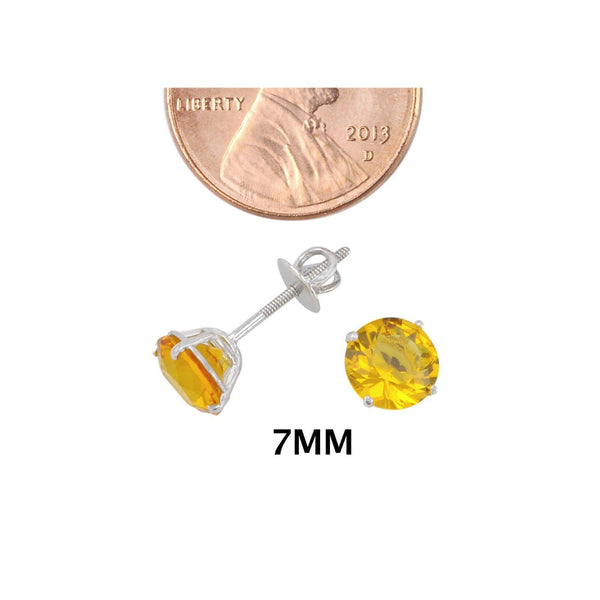 Sterling Silver Cubic Zirconia Earrings Screwbacks - Citrine CZ - Jewelryland.com