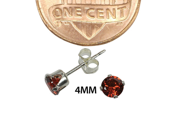 Sterling Silver Garnet Red CZ Birthstone Stud Earrings - Jewelryland.com