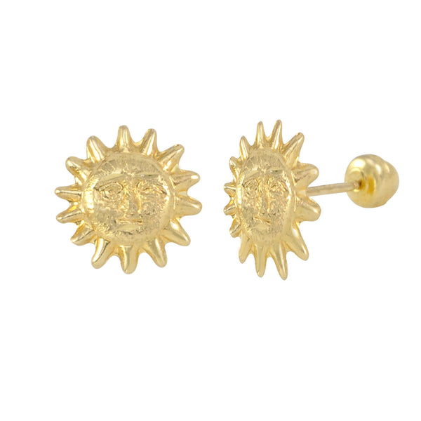 10k Yellow Gold Sun Screwback Earrings 8mm - Jewelryland.com