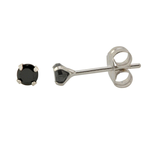 14k White Gold Black Cubic Zirconia Stud Earrings Round CZ - Jewelryland.com
