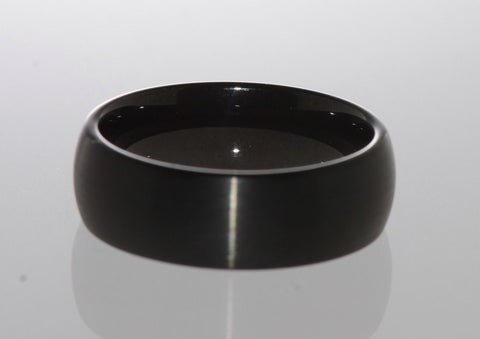 Tungsten Wedding Ring Brushed Black Enamel Plated Domed 8mm Band Size 10.5 - Jewelryland.com