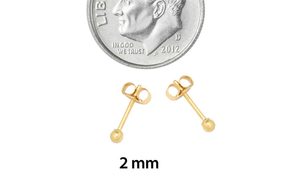10k Yellow Gold Ball Stud Earrings For Kids 2mm-7mm - Jewelryland.com