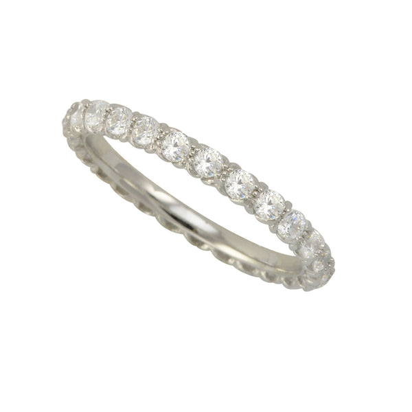 Sterling Silver Cubic Zirconia Ring Stackable Round White CZ Stones - 2.5mm Wide - Jewelryland.com