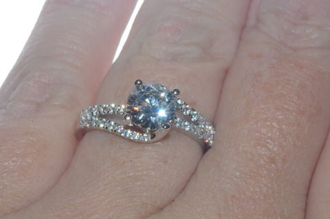 Sterling Silver Cubic Zirconia Solitaire Ring 7mm Round CZ with Fancy Band - Jewelryland.com