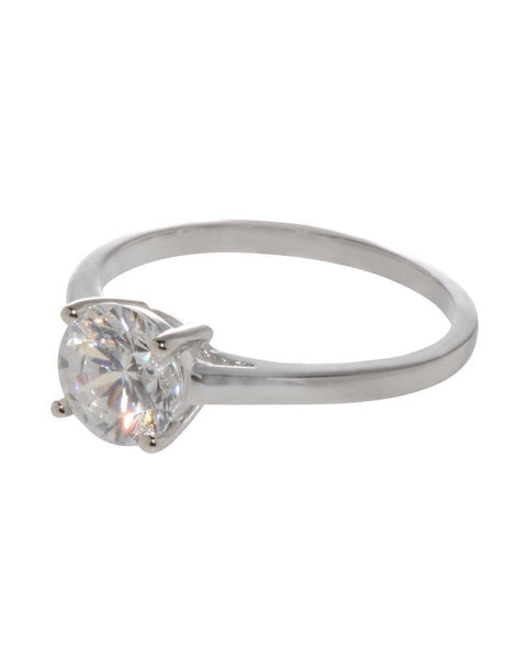 Sterling Silver Solitaire Ring Engagement 7mm Clear Round 1.25ct CZ Cubic Zircon - Jewelryland.com