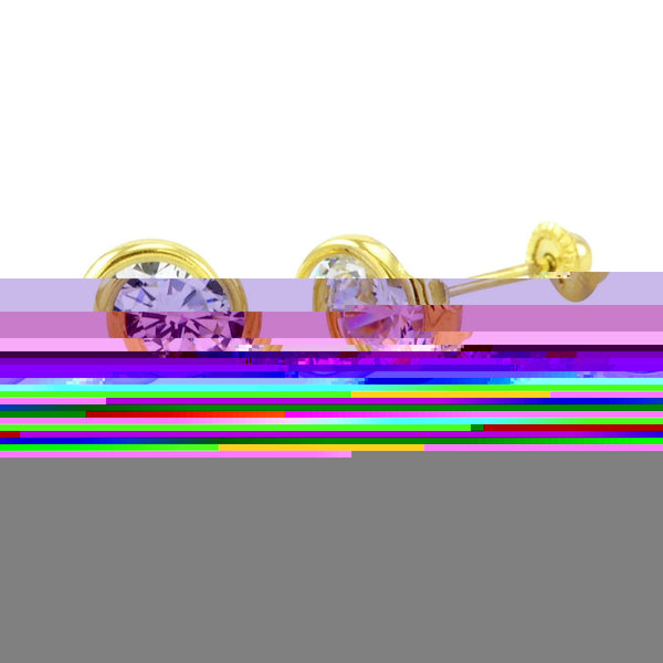 10k Yellow Gold Round White CZ Stud Earrings Screwbacks Bezel Setting 2mm-7mm - Jewelryland.com