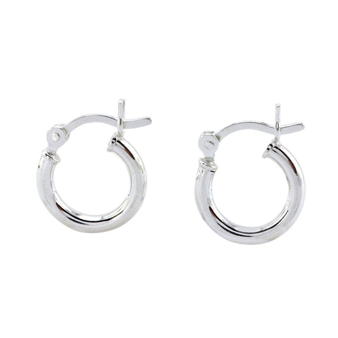 Sterling Silver Hoop Earrings High Polish Latch Closure 12mm - Jewelryland.com