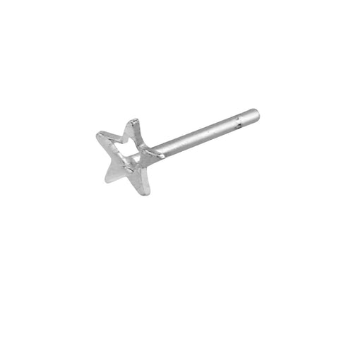 Sterling Silver 4mm Tiny Star Nose Stud Nose Pin with Open Center - Jewelryland.com
