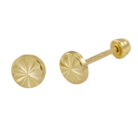 Laser Cut Circle Stud Earrings 10k Yellow Gold with Screwbacks 4mm - Jewelryland.com