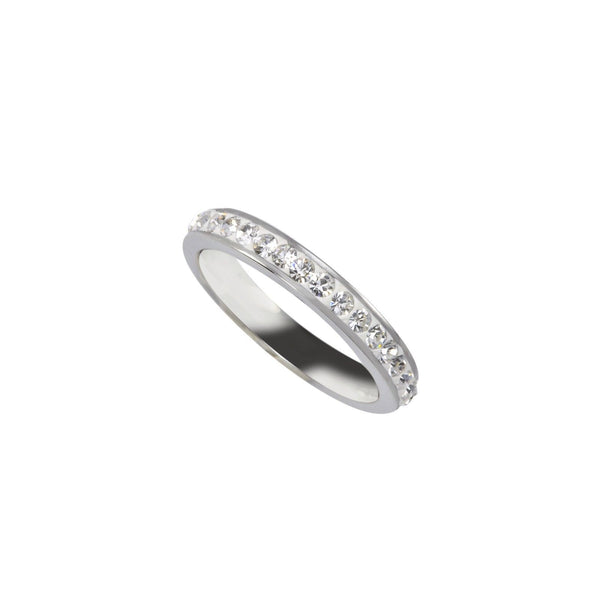 Stainless Steel White CZ Ring Stackable Band 4mm Cubic Zirconia - Jewelryland.com