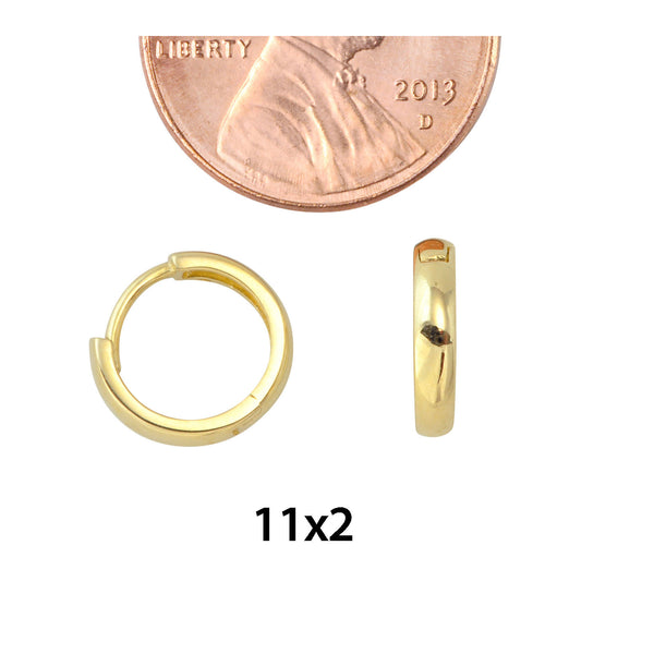10k Yellow Gold Huggie Hoop Earrings Smooth High Polish 11mm x 2mm - Jewelryland.com