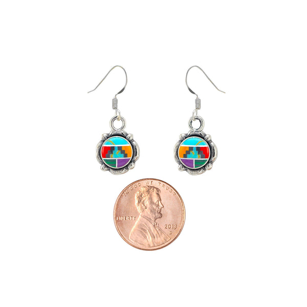 Multi Stone Gemstone Drop Earrings Sterling Silver Filigree Design 31mm x 12mm - Jewelryland.com