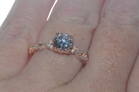 Sterling Silver Rose Gold Plated 7mm Round Brilliant CZ Solitaire Ring - Jewelryland.com