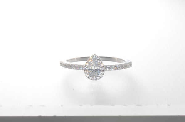 Sterling Silver Pear-Shaped CZ Ring 1ct - Jewelryland.com