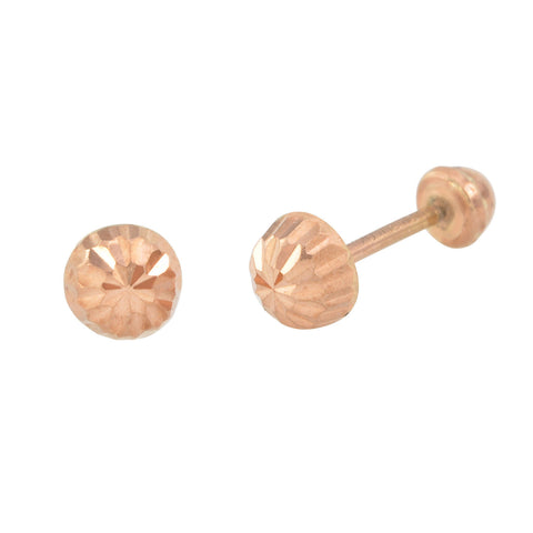 10k Rose Gold Half Ball Stud Earrings Screwbacks High Polish Laser Cut 4mm-7mm - Jewelryland.com