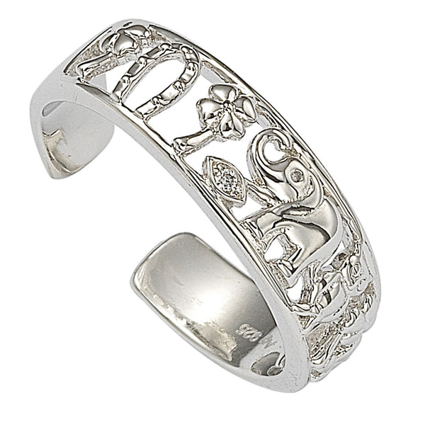 925 Sterling Silver Elephant Toe Ring - Jewelryland.com