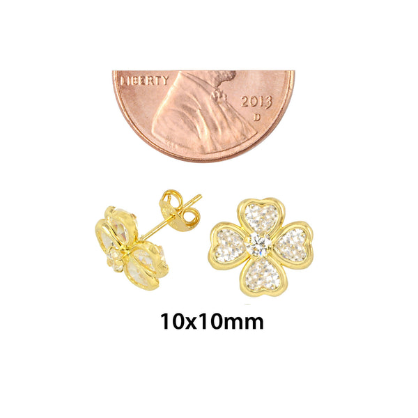 10k Yellow Gold Four Leaf Clover Stud Earrings 10mm | Jewelryland.com