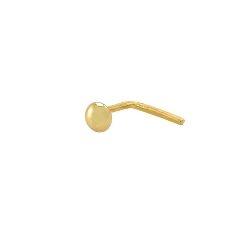 Half Ball Curved Nose Stud 22G 14k Yellow Gold 3mm L Shaped Nose Pin - Jewelryland.com