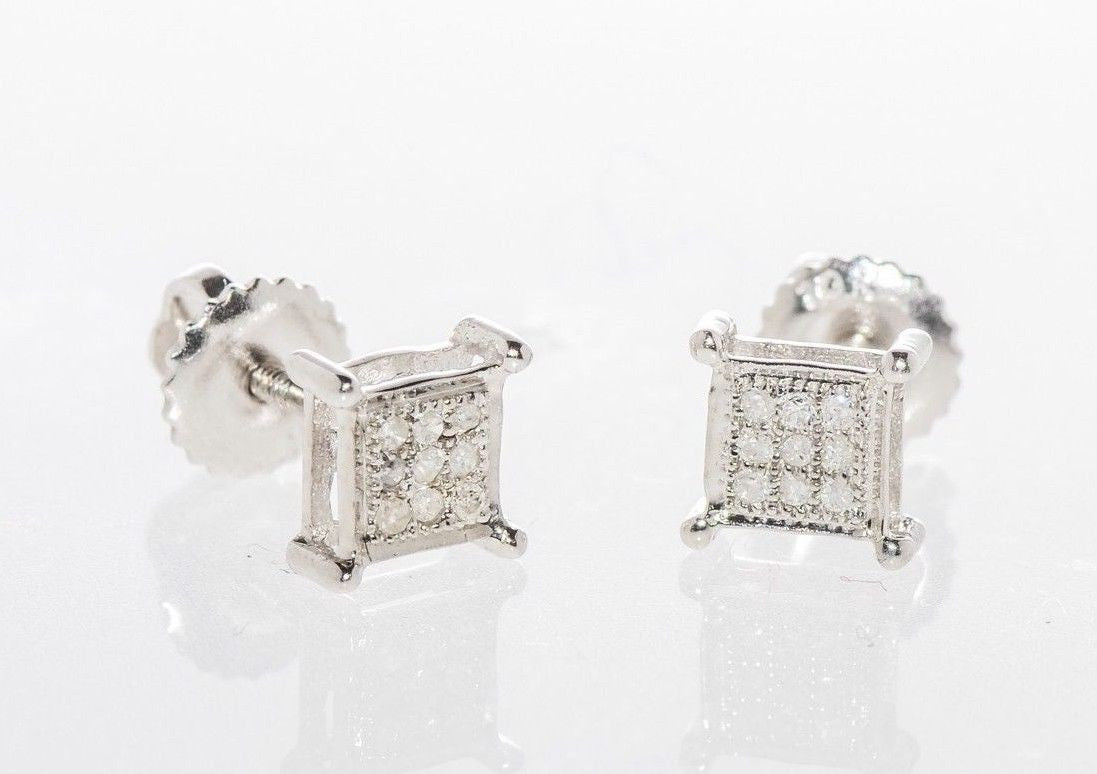 Diamond Stud Earrings cttw, I-J, I2-I3) 10k White Gold Square