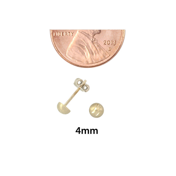 10k White Gold Half Ball Stud Earrings Matte Finish Laser Cut 4mm-7mm Pushbacks - Jewelryland.com