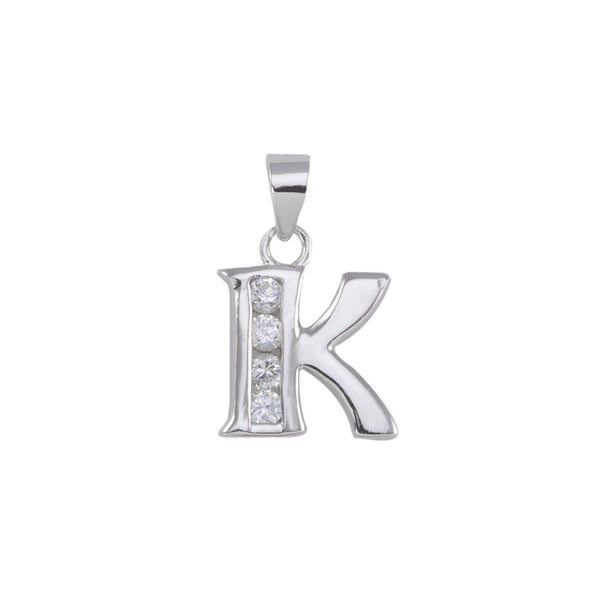 Initial Pendant Alphabet Jewelry CZ Sterling Silver Letters A to Z - Jewelryland.com