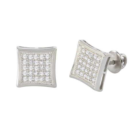 Screwback Stud Earrings Sterling Silver CZ Cubic Zirconia 9mm Kite - Jewelryland.com