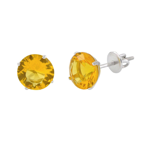 Sterling Silver Cubic Zirconia Earrings Screwbacks - Citrine CZ - Jewelryland.com