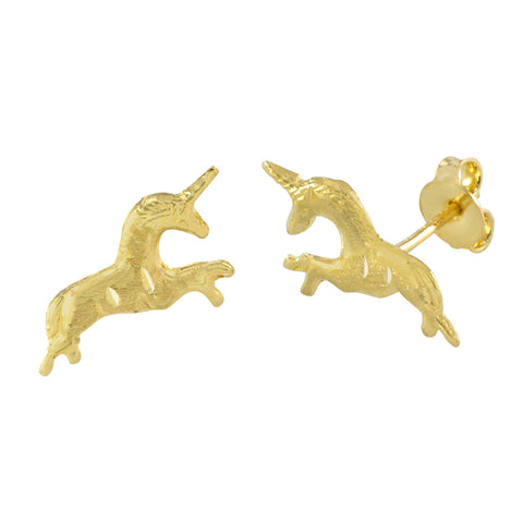 Unicorn Stud Earrings 10k Yellow Gold with Pushbacks 6x10 - Jewelryland.com