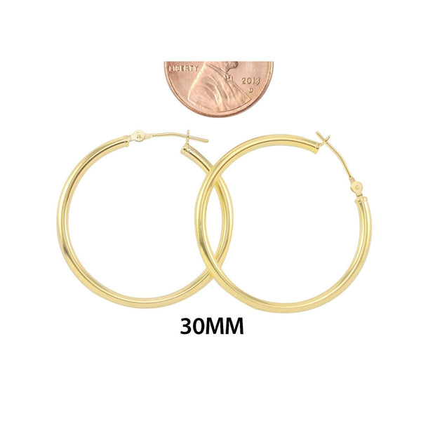 14k Yellow Gold Hoop Earrings 30mm Large Latch Post Hoops - High Polish - Jewelryland.com