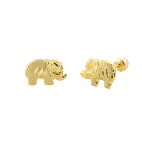 10k Yellow Gold Elephant Stud Earrings with Screwbacks - Jewelryland.com