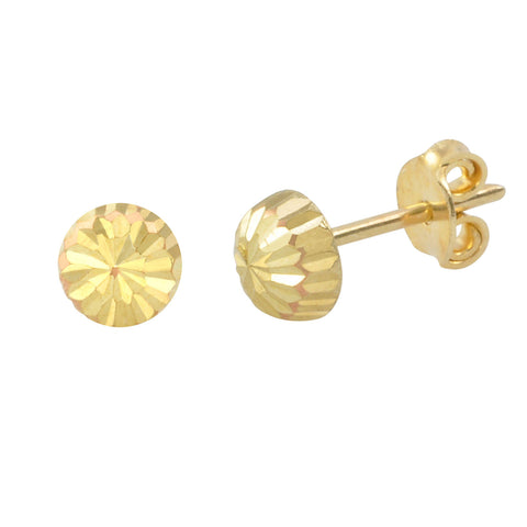 10k Yellow Gold Half Ball Stud Earrings High Polish Laser Cut 4mm-7mm - Jewelryland.com