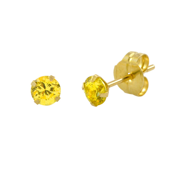 10k Yellow Gold Citrine CZ Stud Earrings Cubic Zirconia Round Prong Set - Jewelryland.com