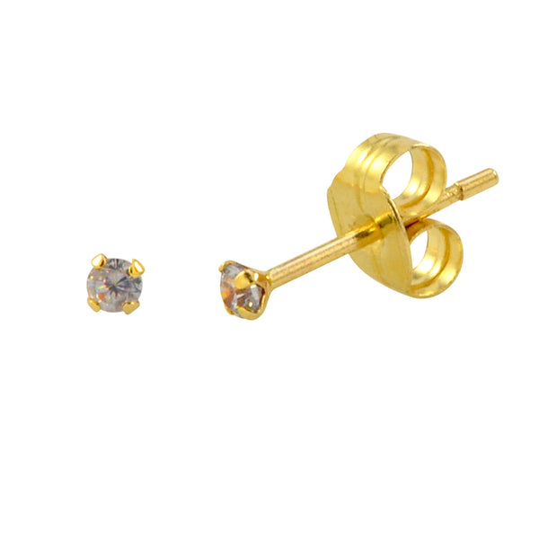 14k Yellow Gold Purple Amethyst Cubic Zirconia Stud Earrings Round Birthstone CZ - Jewelryland.com