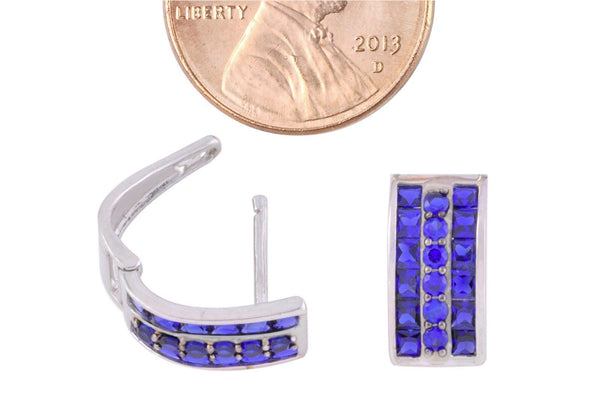 Leverback Earrings 3 Row CZ Cubic Zirconia Sterling Silver 10 colors - Jewelryland.com