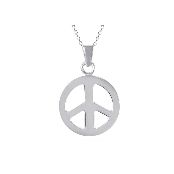 925 Sterling Silver Peace Sign Symbol Pendant Necklace - Jewelryland.com