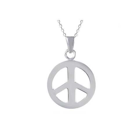 925 Sterling Silver Peace Sign Symbol Pendant Necklace - Jewelryland.com