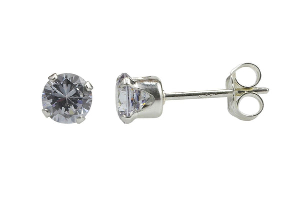 Sterling Silver Lavender Round CZ Stud Earrings Cubic Zirconia Prong Setting - Jewelryland.com