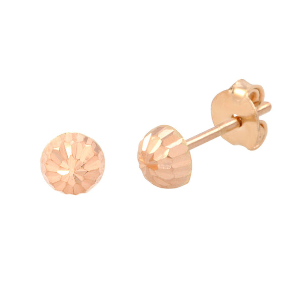 10k Rose Gold Half Ball Stud Earrings High Polish Laser Cut 4mm-7mm - Jewelryland.com