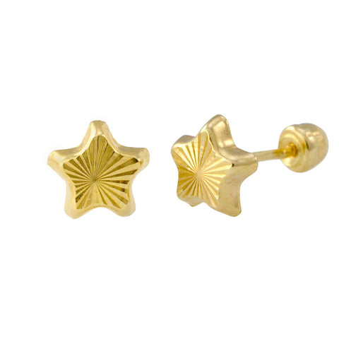 Star Stud Earrings 10k Yellow Gold Laser Cut with Screwbacks 6mm - Jewelryland.com
