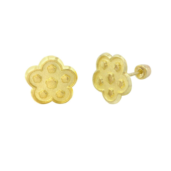 10k Yellow Gold 5 Petal Flower Stud Earrings Screwbacks - 7mm - Jewelryland.com