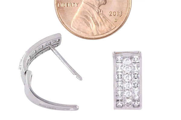 Leverback Earrings 3 Row CZ Cubic Zirconia Sterling Silver 10 colors - Jewelryland.com