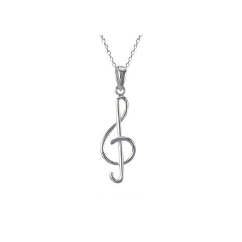 925 Sterling Silver Music Note Pendant Necklace - Jewelryland.com