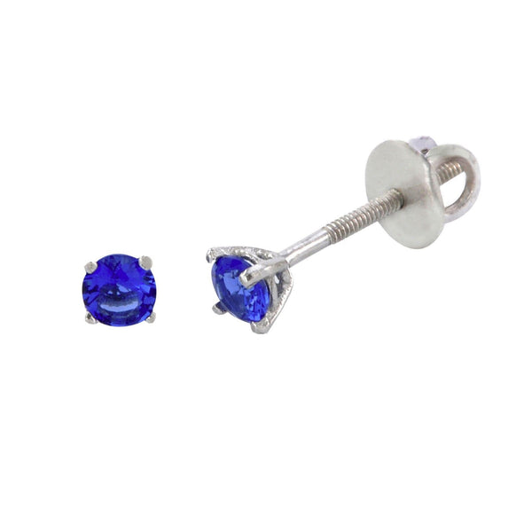 Sterling Silver Sapphire Cubic Zirconia Earrings Screwback CZs - Jewelryland.com