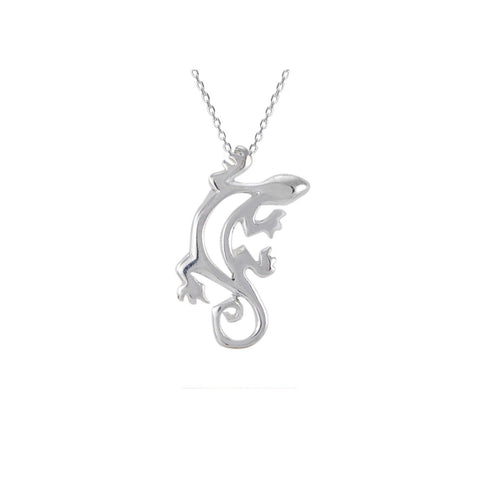 Sterling Silver Gecko Lizard Pendant Necklace - Jewelryland.com