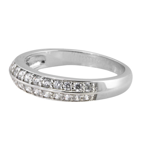 Sterling Silver Cocktail Ring 5mm wide 2 row CZ Band AAA Cubic Zirconia - Jewelryland.com