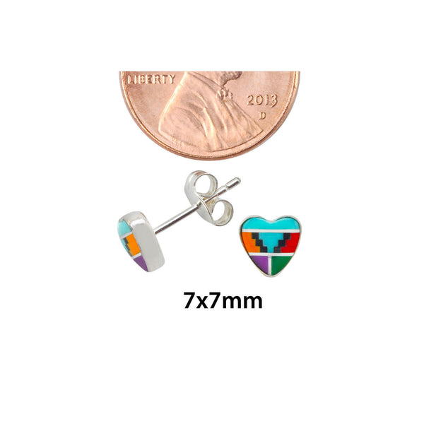 Multi-Color Gemstone Earrings Sterling Silver Heart Shaped 7mm - Jewelryland.com