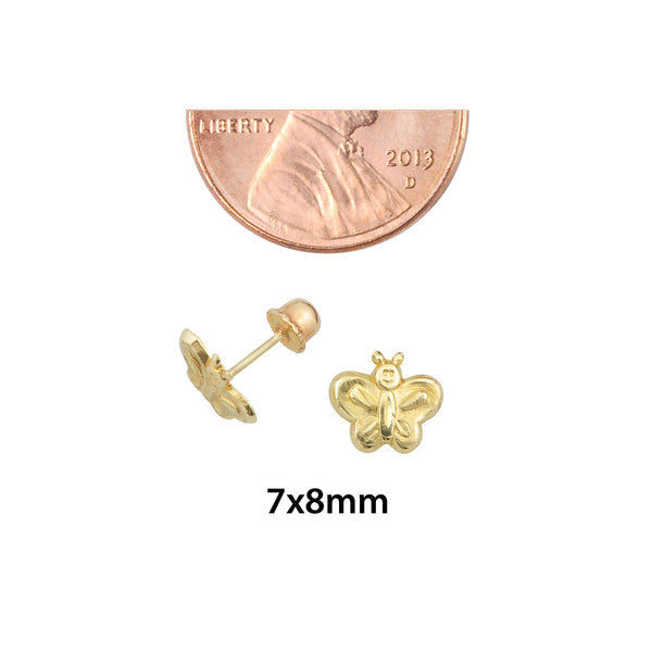 10k Yellow Gold Tiny Happy Butterfly Stud Earrings with Screwbacks - Jewelryland.com
