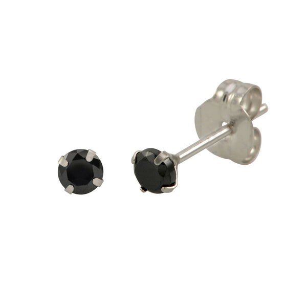 14k White Gold Round Black Cubic Zirconia CZ Stud Earrings - Jewelryland.com
