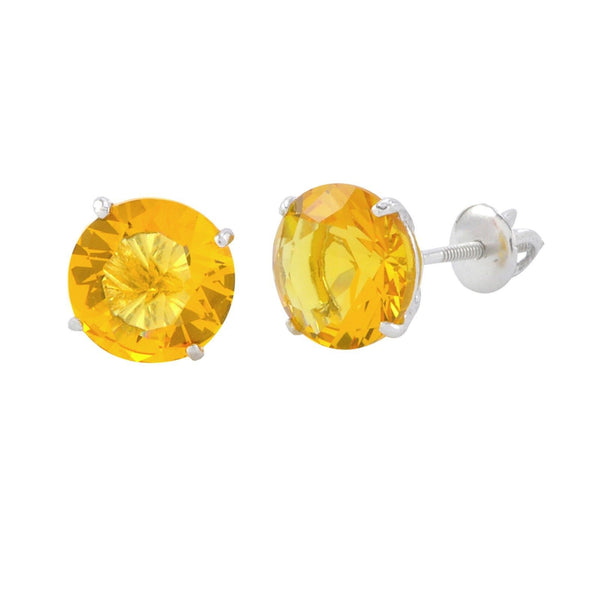 Sterling Silver Cubic Zirconia Earrings Screwbacks - Citrine CZ - Jewelryland.com