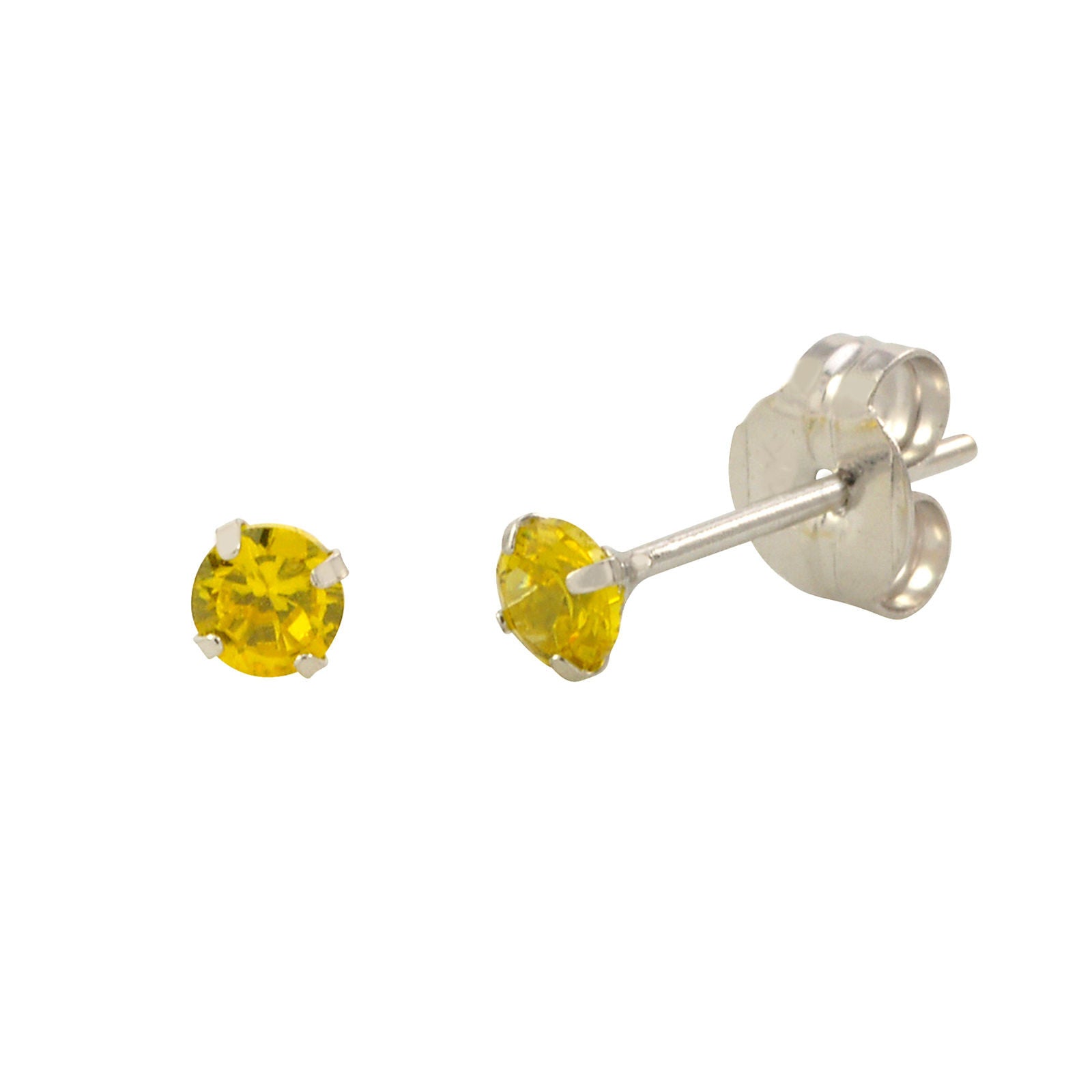 14k White Gold Round Yellow Cubic Zirconia Earrings Jewelryland